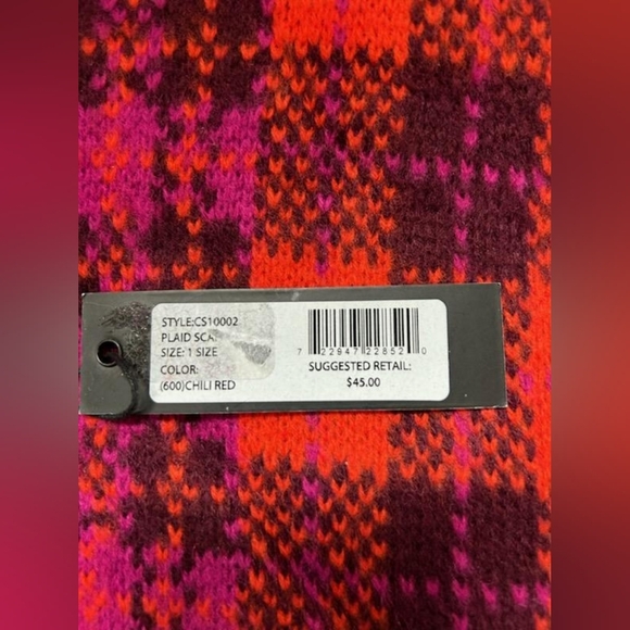 NWT Circus by Sam Edelman Chili Red Buffalo plaid patchwork scarf - Picture 4 of 4